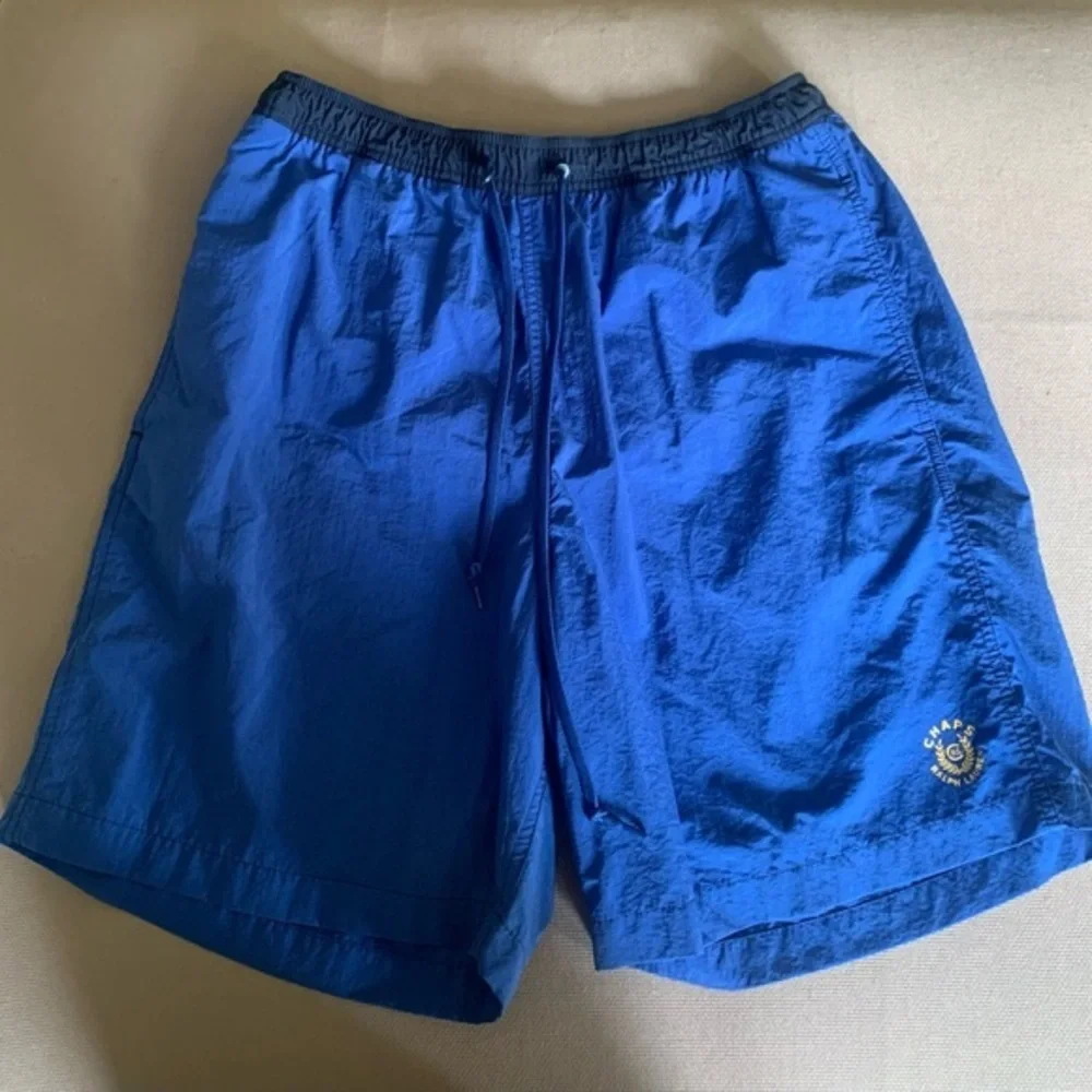 Men's Large Vintage Chaps Ralph‎ Lauren Blue Swim Trunk Bottoms  With Pocket